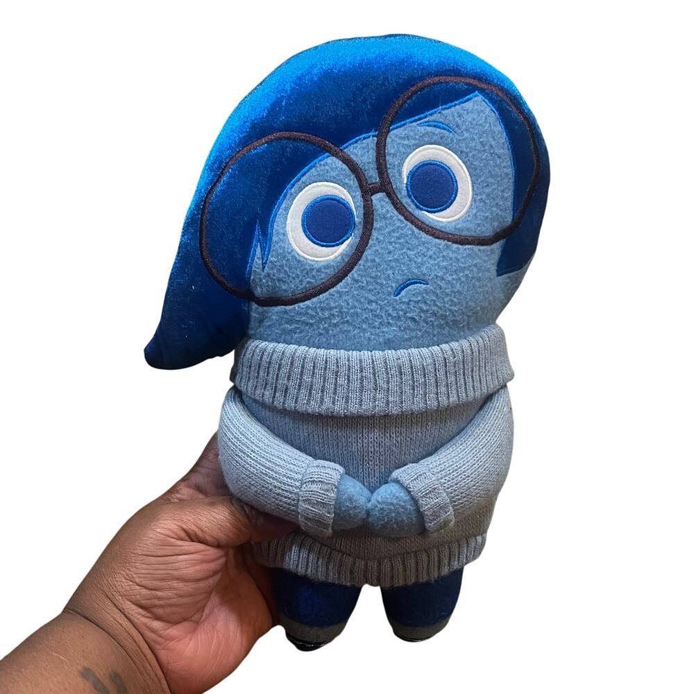 Disney Inside Out Blue Sadness Plush Sweater‎ Big Eye Glasses 11.5"